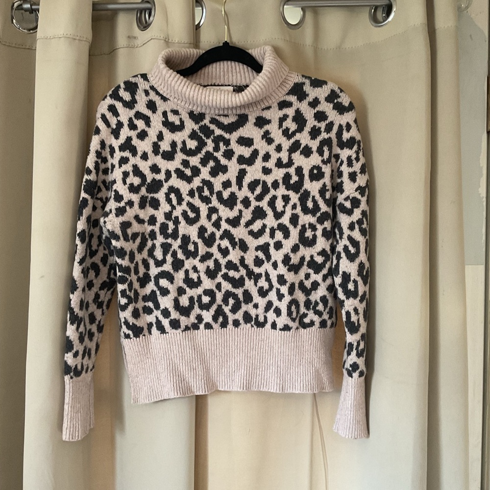 Leopard Print Turtleneck Sweater
